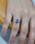 Tanzanite Ring With A Diamond Studded Shank Crafted In 18k White Gold