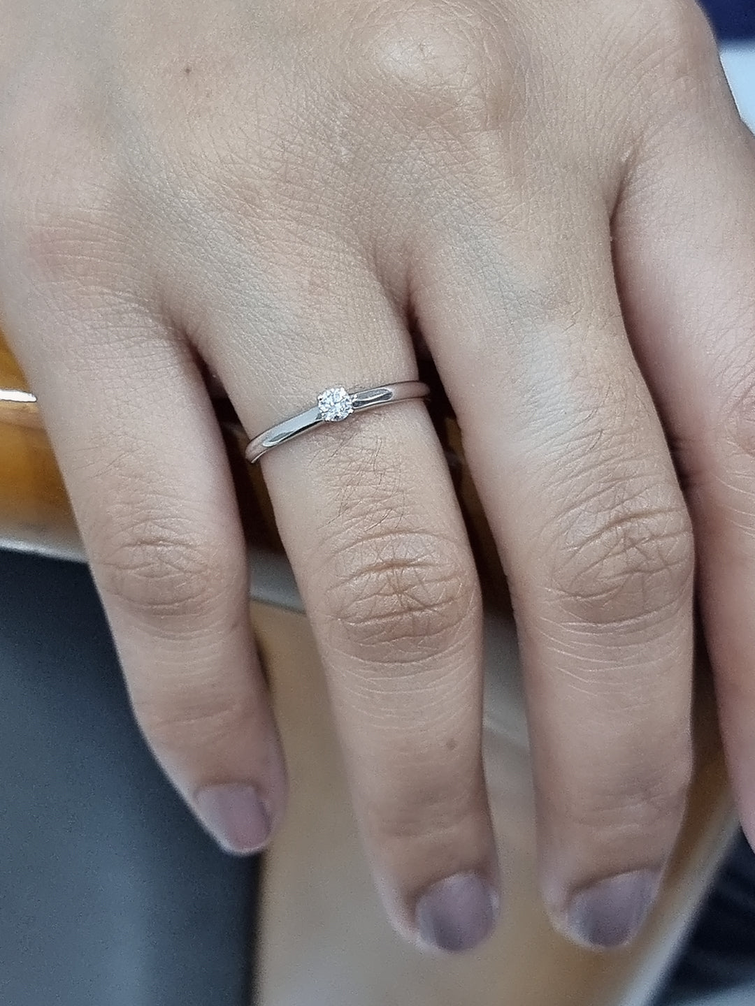 Petite Solitaire Diamond Ring In 18k White Gold