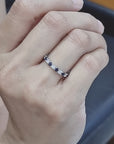 Blue Sapphire And Diamond Band In 18k White Gold