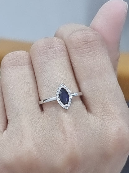 Sapphire And Diamond Ring In 18k White Gold