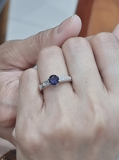 Sapphire And Diamond Ring In 18k White Gold