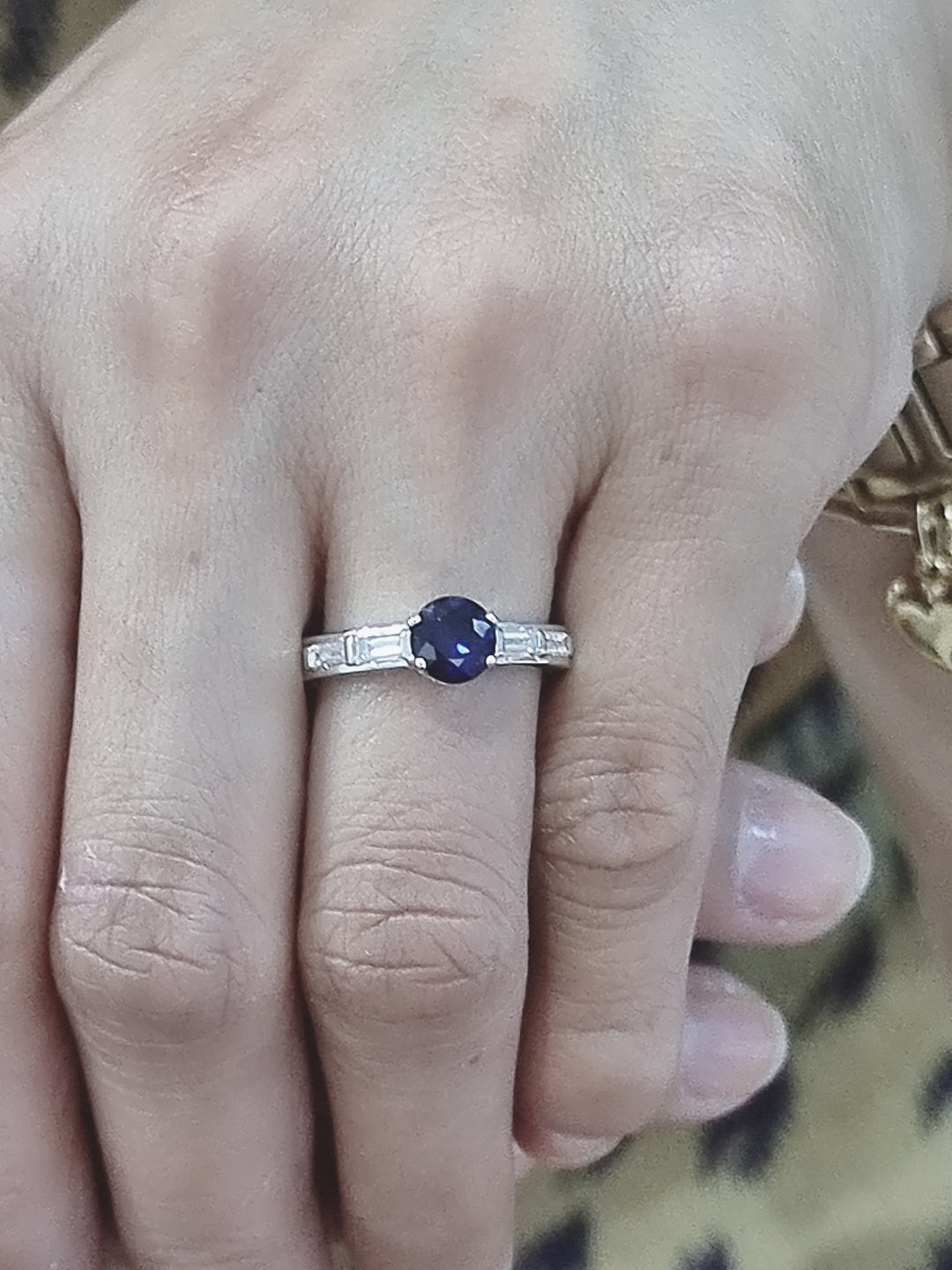 Sapphire And Diamond Ring In 18k White Gold