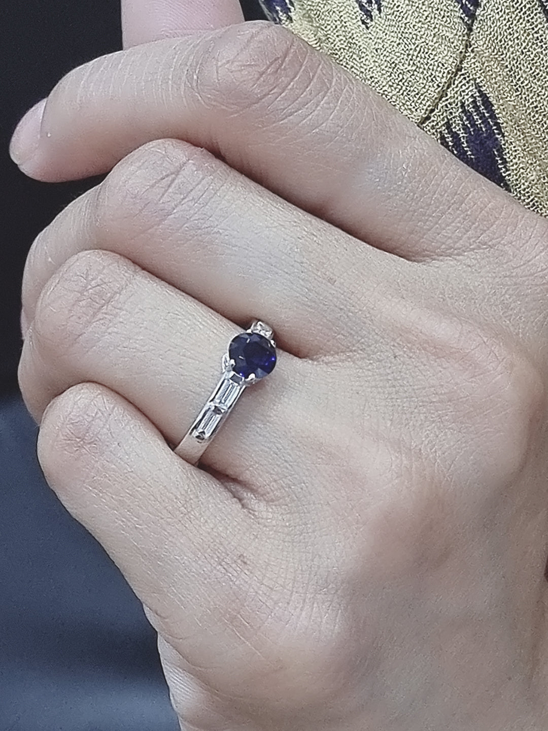 Sapphire And Diamond Ring In 18k White Gold