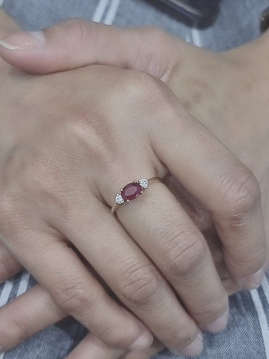 Ruby And Diamond Ring In 18k Rose Gold