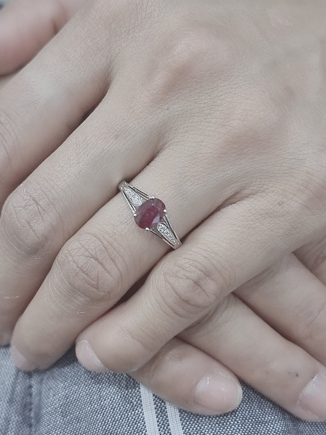 Ruby And Diamond Ring In 18k White Gold