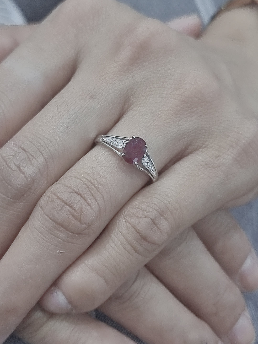 Ruby And Diamond Ring In 18k White Gold