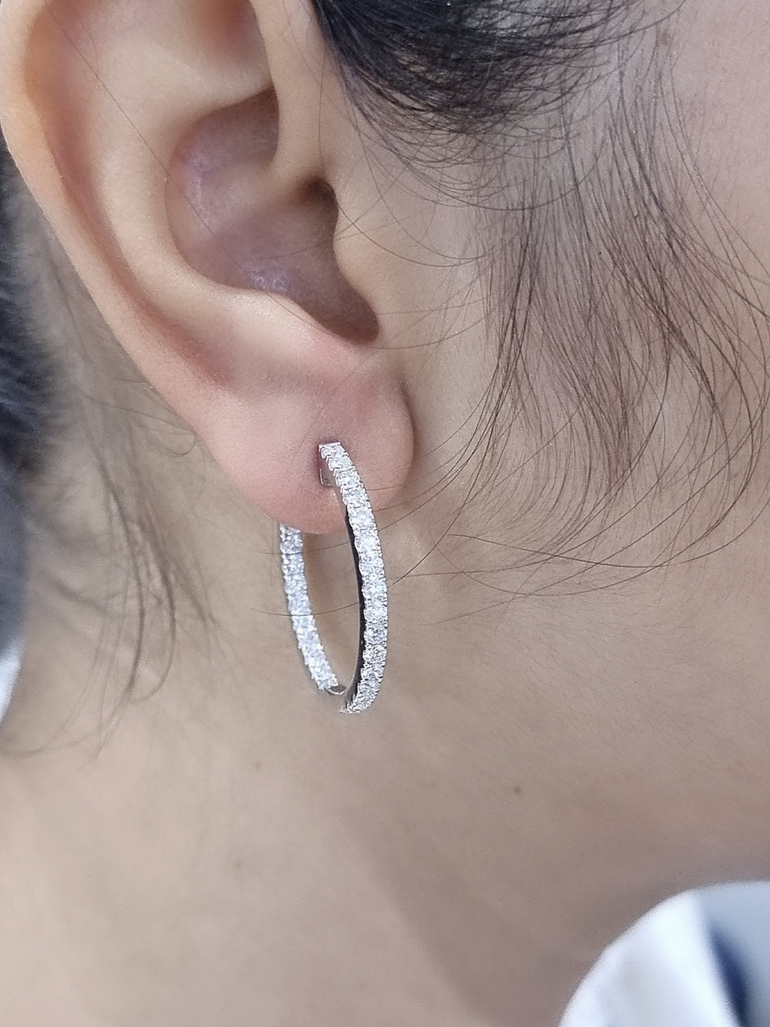 Diamond Hoop Earrings IN 18k White Gold