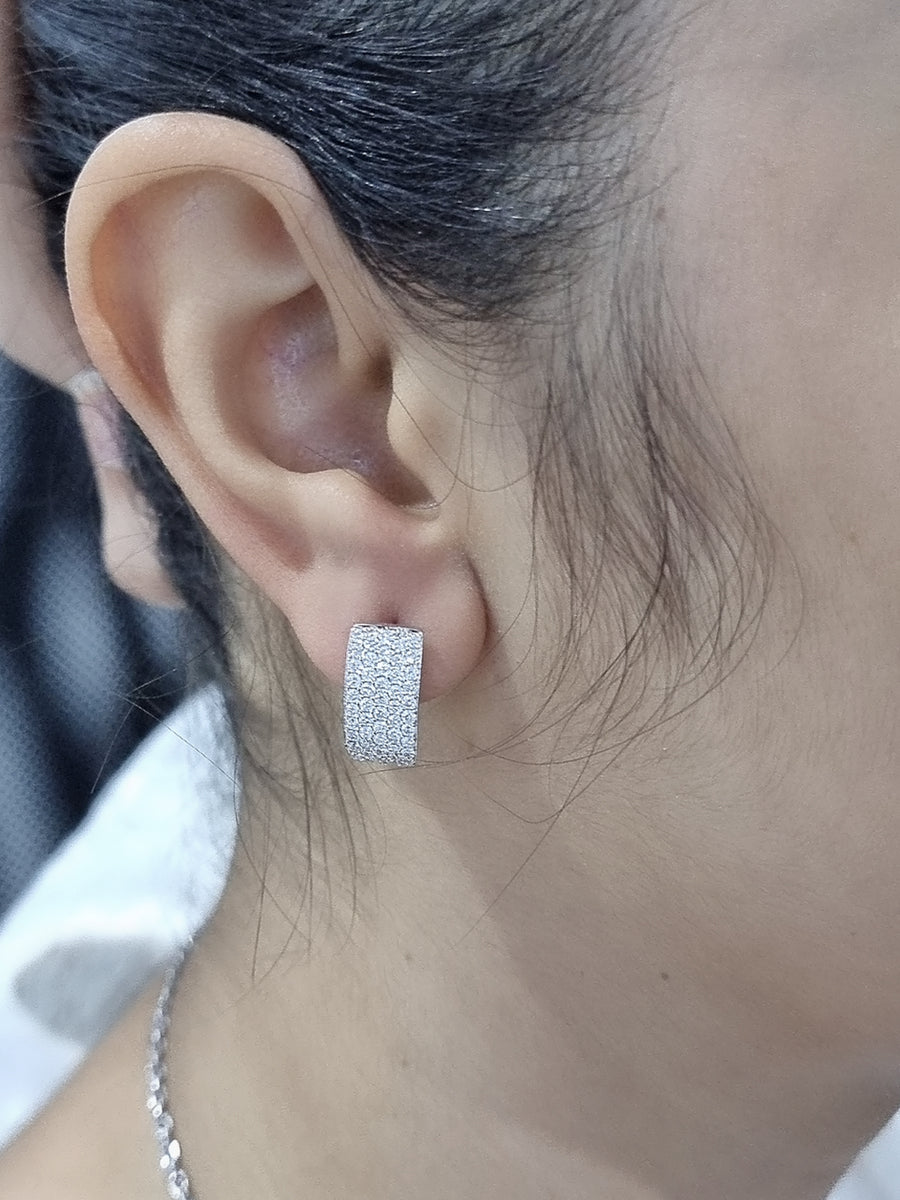 Diamond Huggie Hoop Earrings In 18k White Gold