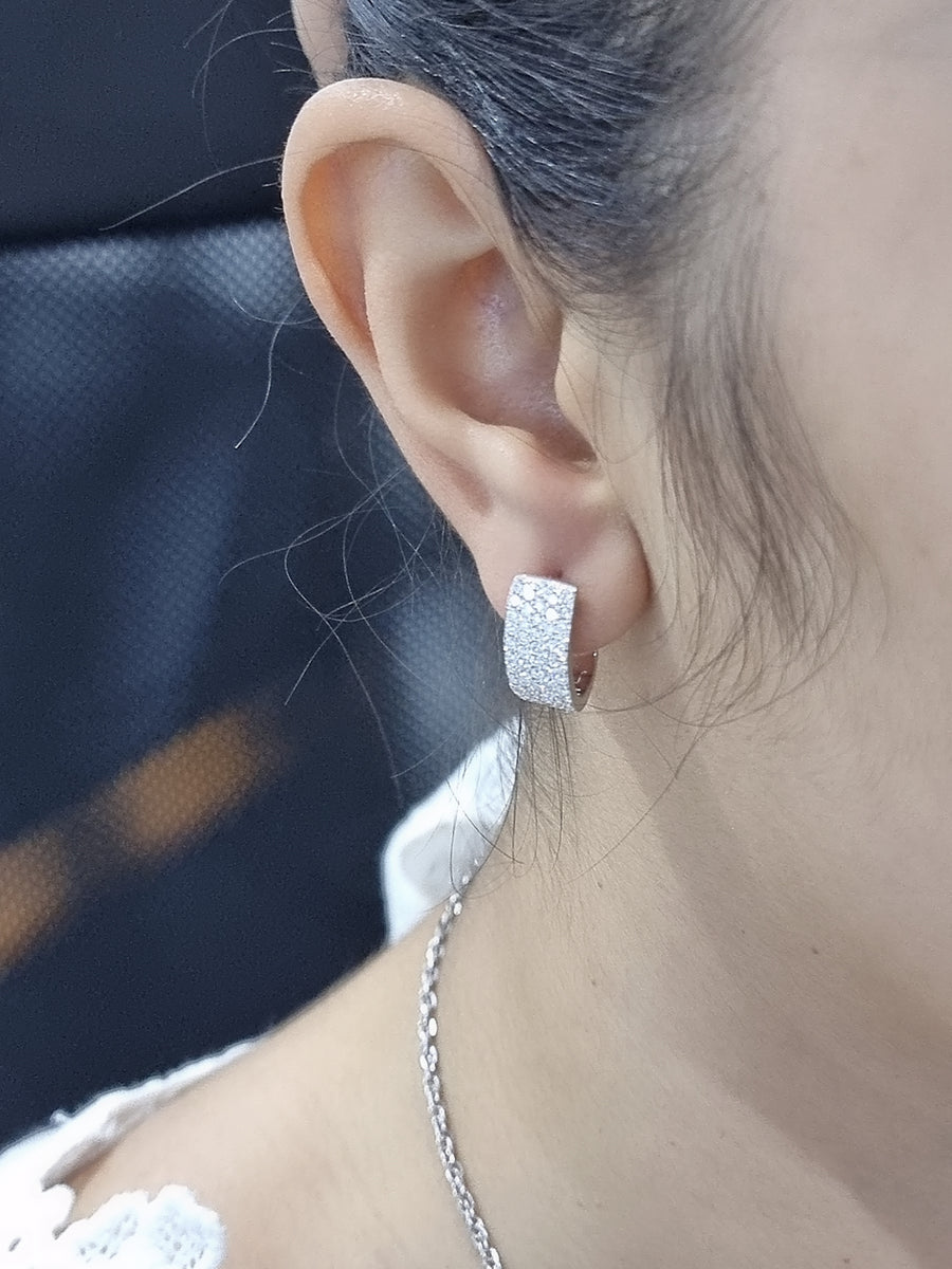 Diamond Huggie Hoop Earrings In 18k White Gold
