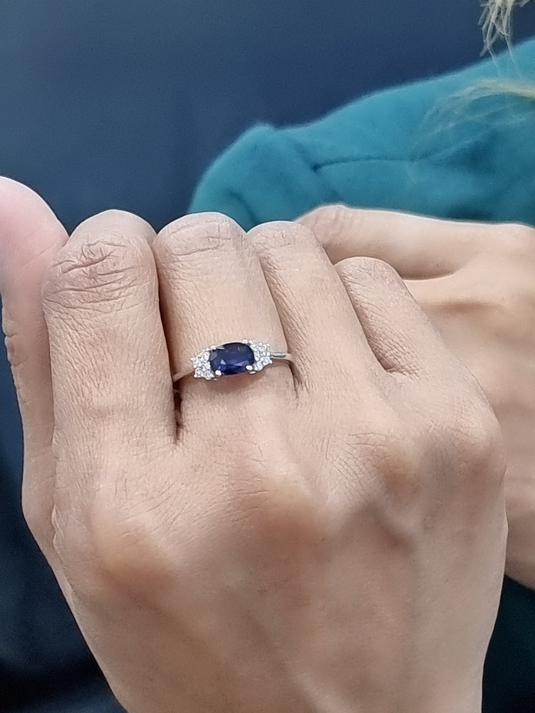 Sapphire And Diamond Ring In 18k White Gold.