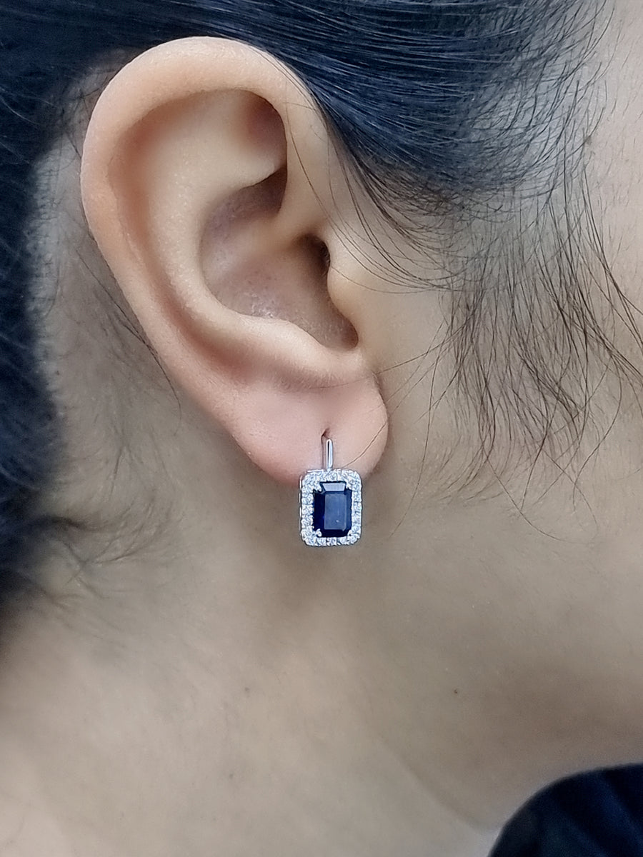 Sapphire And Diamond Earrings In 18k White Gold.