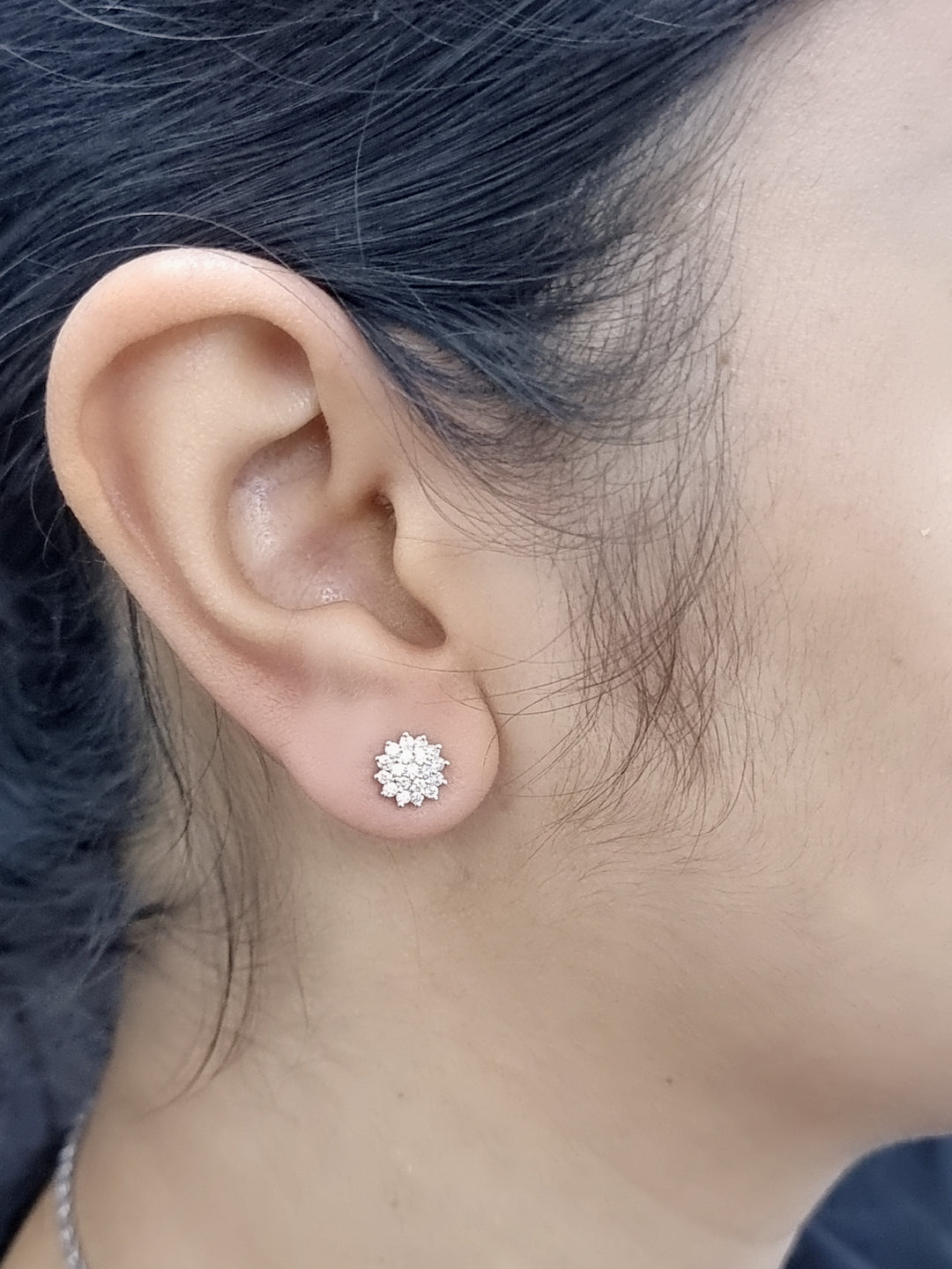 Cluster Set Diamond Earrings in 18k White Gold