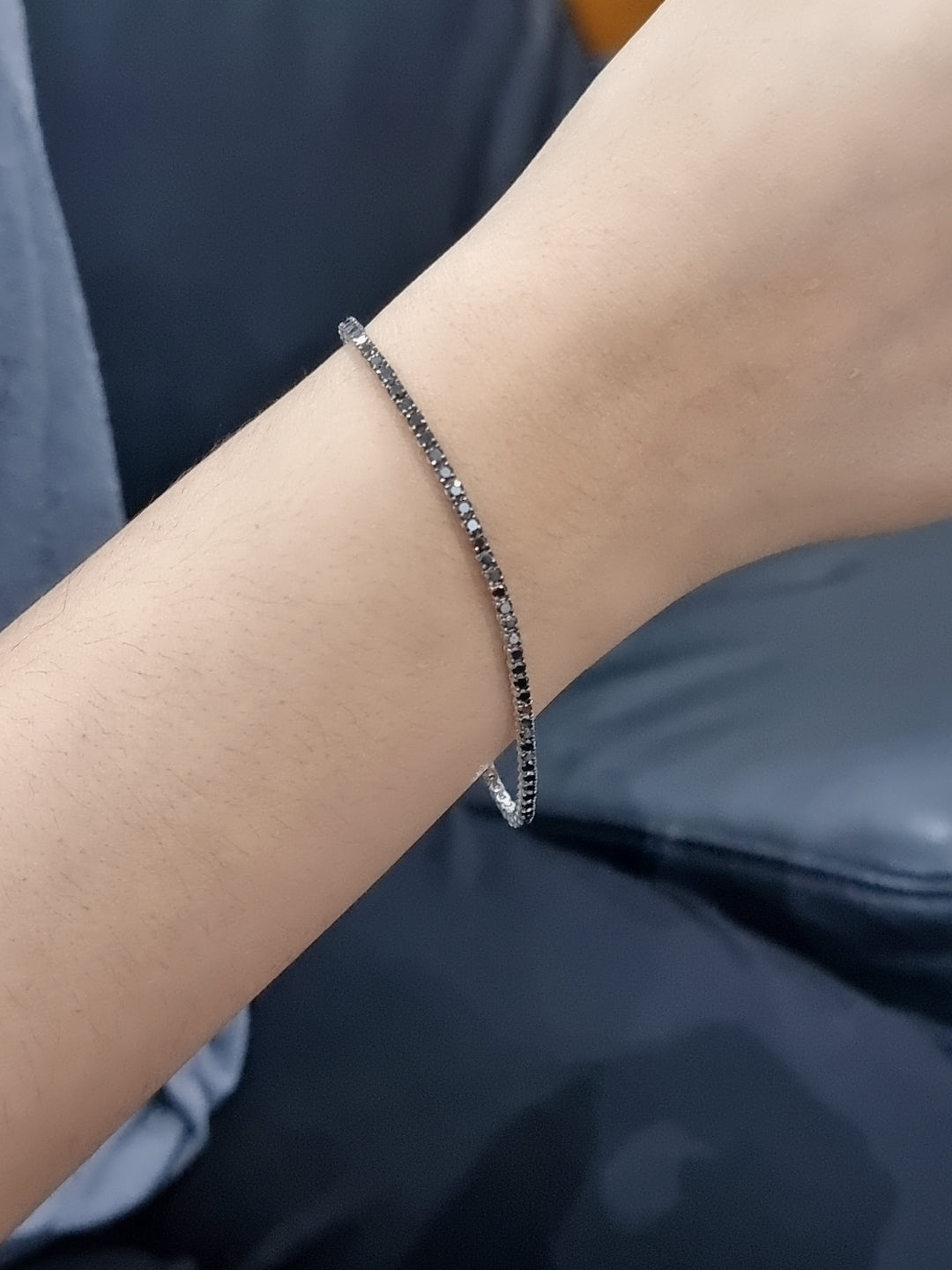 Stunning Tennis Bracelet Featuring 3.03 Carat Round Cut Black Diamonds, Proportionately Matched For Size And The Best Quality Look. Beautifully Crafted In 18k White Gold. 