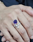 Amethyst And Diamond Ring In 18k White Gold