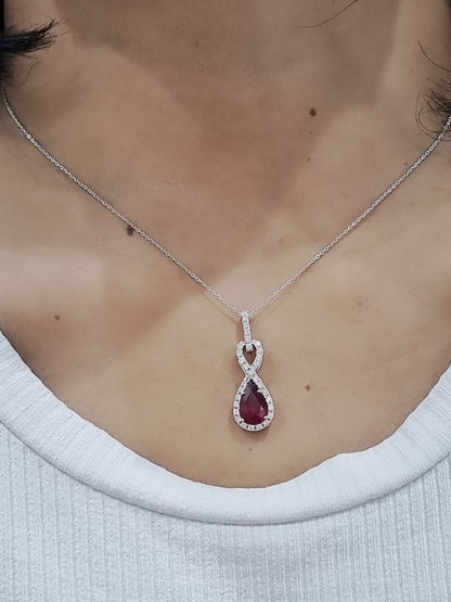 Ruby And Diamond Pendant In 18k White Gold.