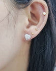 Heart Shaped Diamond Stud Earrings In 18k White Gold