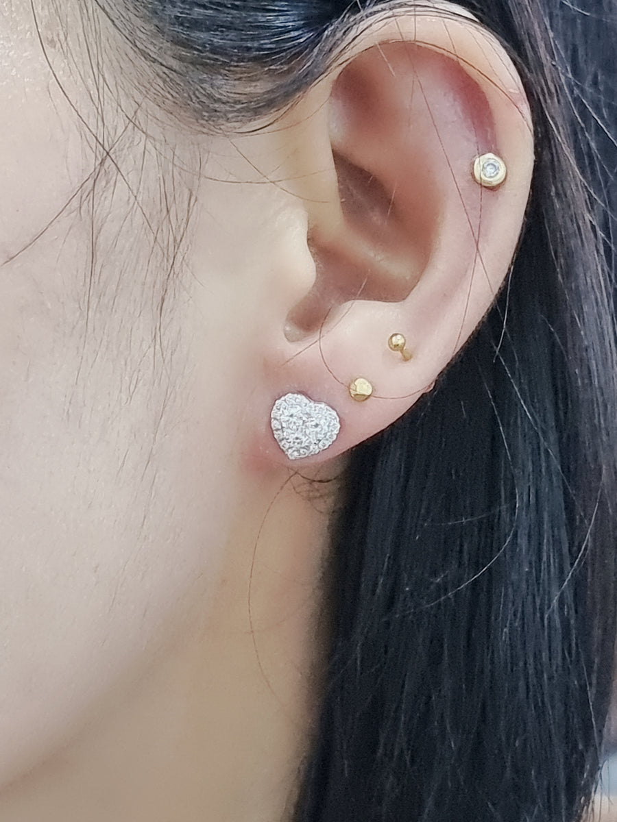 Heart Shaped Diamond Stud Earrings In 18k White Gold