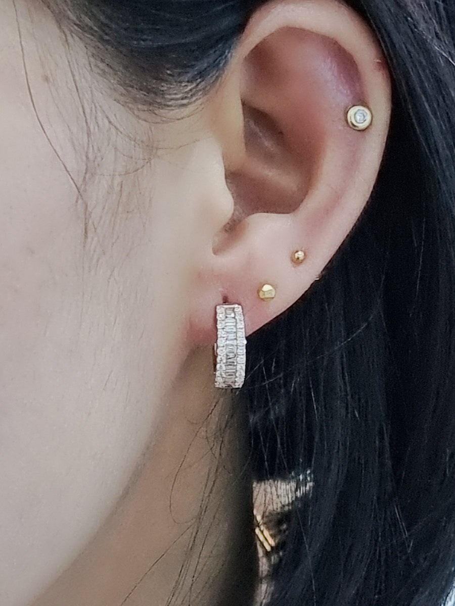 Diamond Huggie Earrings In 18k Rose Gold