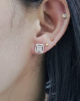 Halo Diamond Stud Earrings In 18k Rose Gold