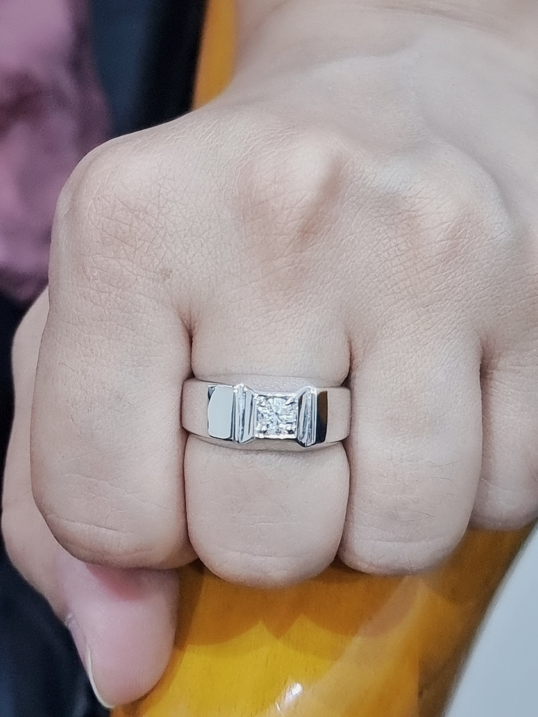 Solitaire Diamond Ring For Men In 18k White Gold