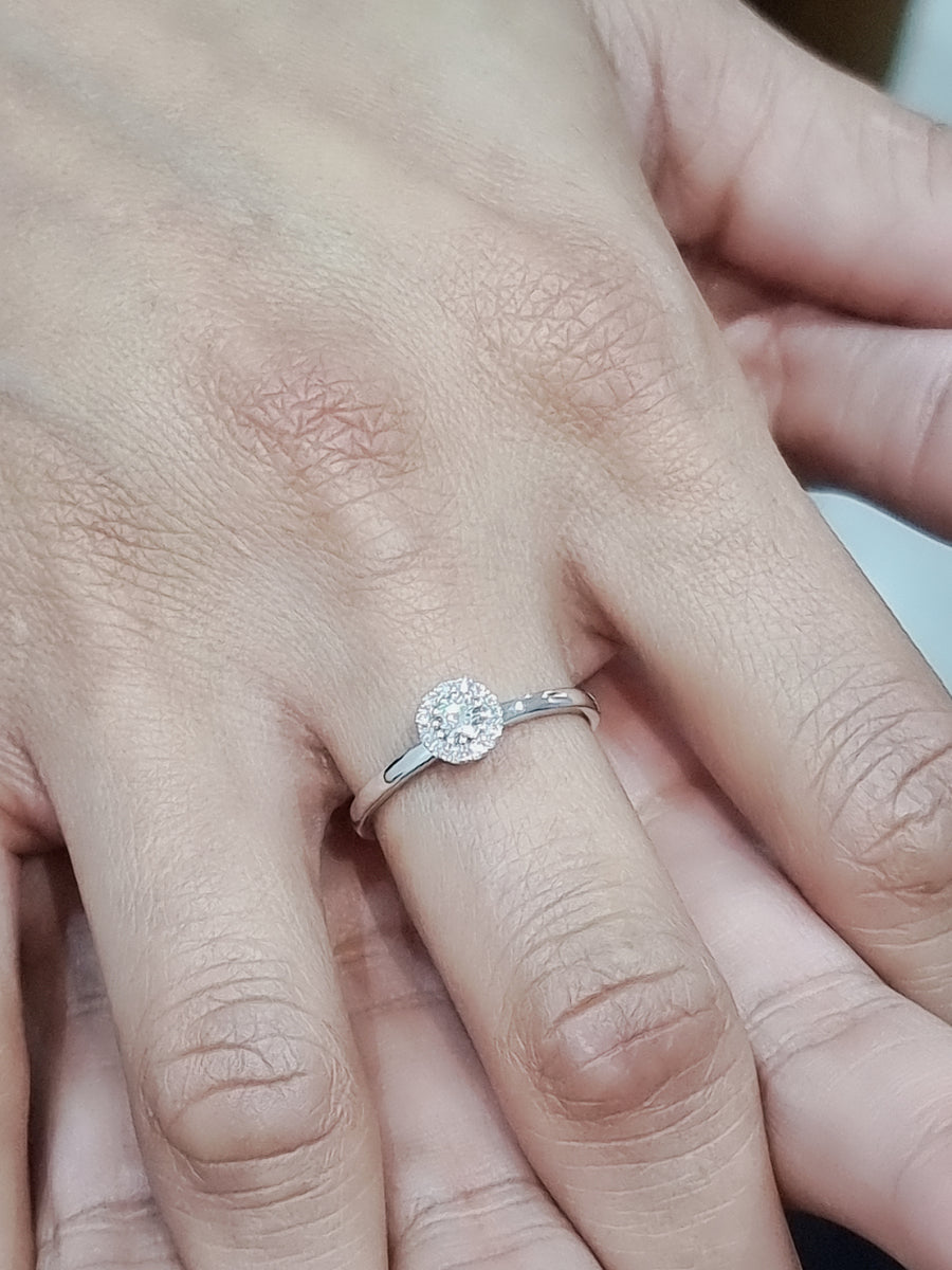 Dainty Diamond Engagement Ring In 18k White Gold