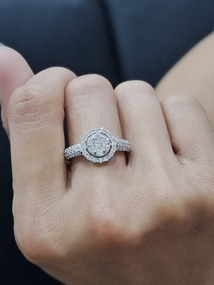 Diamond Engagement Ring In 18k White Gold.