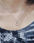Solitaire Diamond, 18k White Gold Heart Pendant.