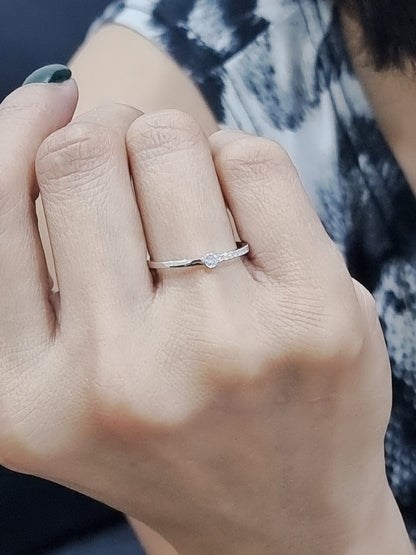 Petite Diamond Ring In 18k White Gold.