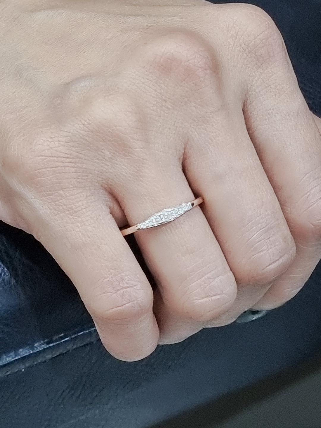Petite Diamond Ring In 18k Rose Gold.