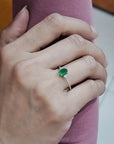 Emerald And Diamond Ring In 18k White Gold.
