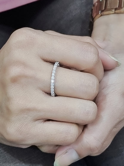 Full Eternity Diamond Ring In 18k White Gold.