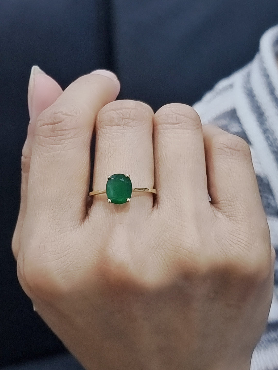 Solitaire Emerald Ring In 18k Yellow Gold.