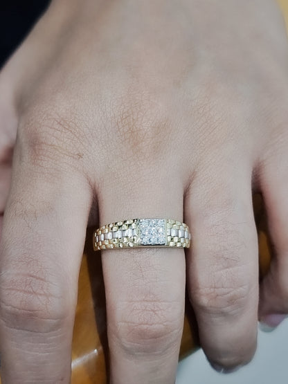 Diamond Ring For Men In 18k Two Tone Gold.
