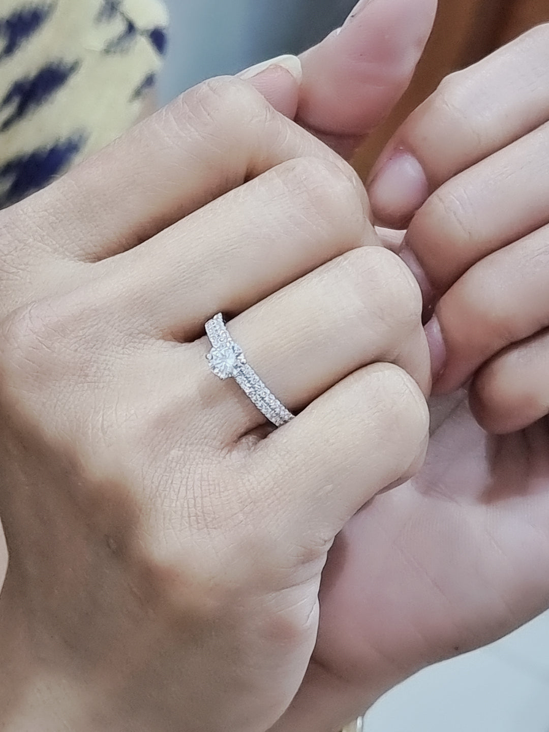Solitaire Diamond Engagement Ring In 18k White Gold.