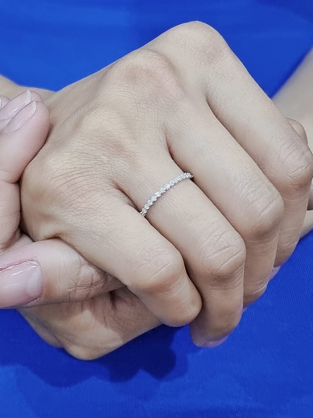 Half Eternity Diamond Ring In 18k White Gold.