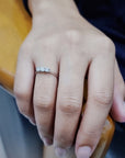 Three Diamond Ring In 18k White Gold.