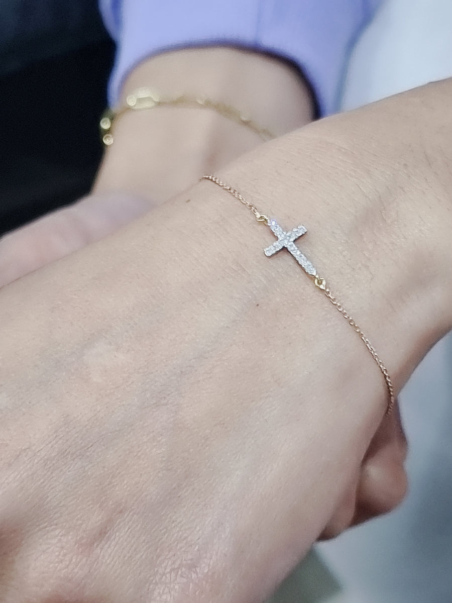 Silver Cross Diamond Lariat Bracelet – Everett Jewelry