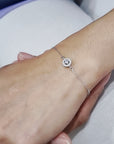 Halo Diamond Bracelet In 18k White Gold.