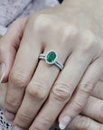 Emerald And Diamond Bridal Set In 18k White Gold.