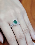Emerald And Diamond Bridal Set In 18k White Gold.