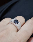 Sapphire And Diamond Men's Ring In 18k white Gold.