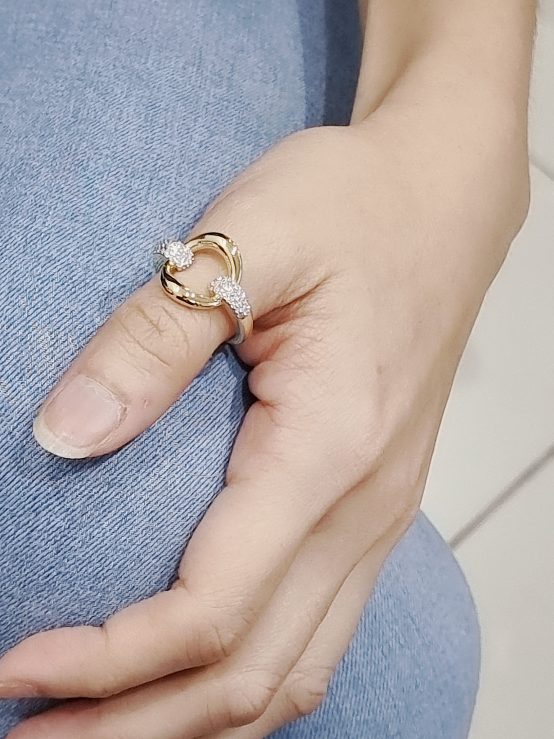 Open Circle Diamond Cocktail Ring In 18k Yellow Gold.