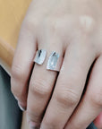 Wide Open Cuff Diamond Ring In 18k White Gold.