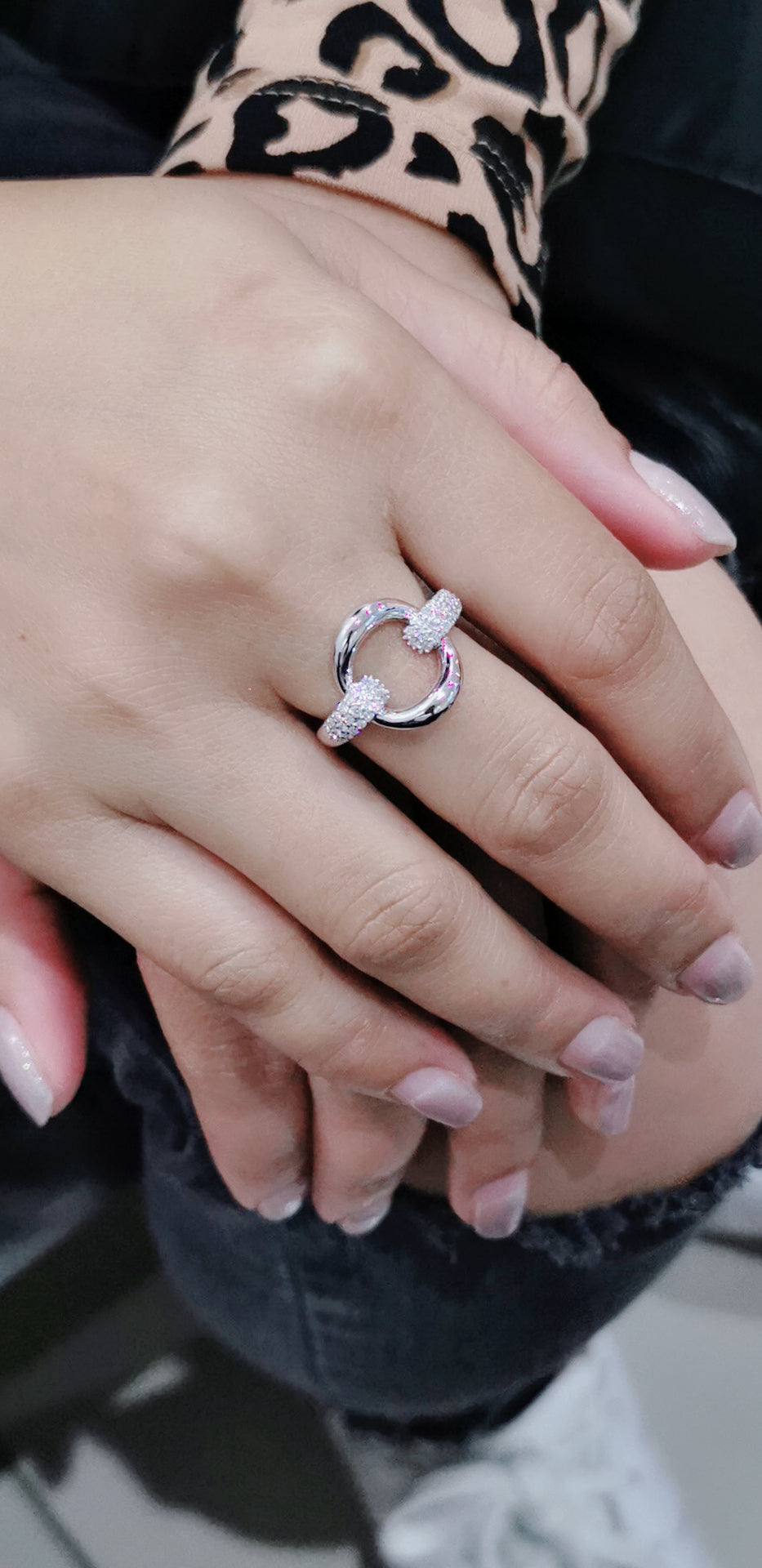 A Unique Cocktail Ring Is Sure To Spark A Conversation. Wear This Open Circle Design Ring To Your Next Party And You'll Understand What I Mean. Bold Looking Piece Crafted In 18k White Gold. 