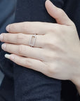 Geometric Motif, Open Rectangle, Fashion Diamond Ring In 18k White Gold.