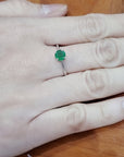 Solitaire Emerald Ring In 18k White Gold.