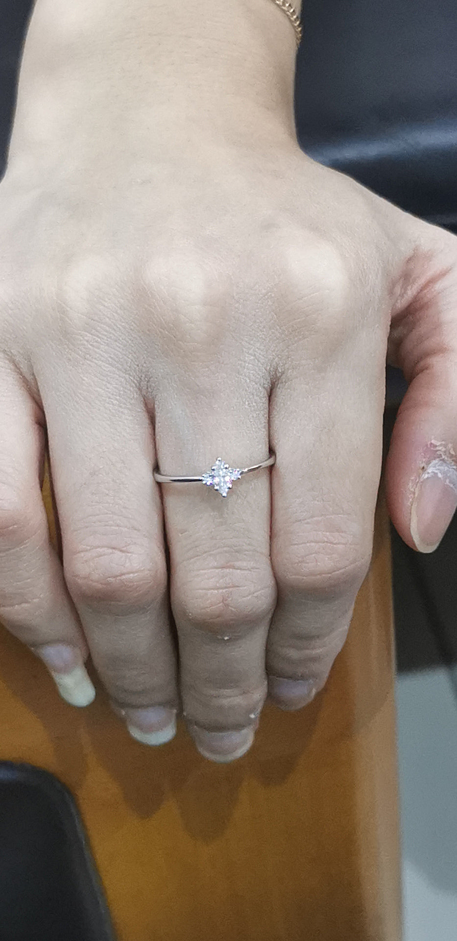 Petite Marquise Diamond Ring In 18k White Gold.