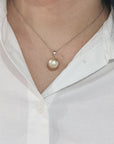 South Sea Gold Pearl Pendant In 18k White Gold.