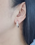 Diamond Hoop Earrings In 18k White Gold.