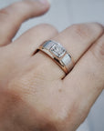 Men's Two Tone Solitaire Diamond Ring In 18k Gold.